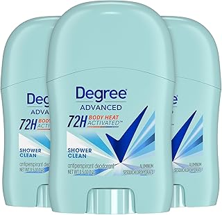 Degree Advanced Antiperspirant Deodorant, Shower Clean 3-Pack – Travel Deodorant for Women, 72H Protection, 0.5 Oz Ea