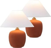 JONATHAN Y Delphi 18.25" Minimalist Table Lamp, Matte Wine Red, Set of 2