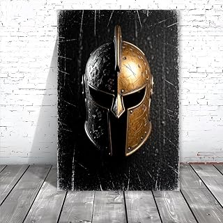 Spartan Helmet Wall Art Greek Warrior Poster Distressed Print