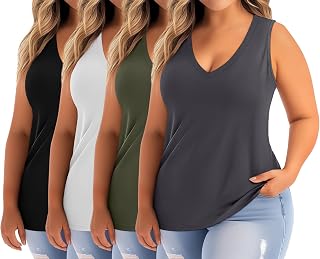 4 Pack Women's Plus Size Tank Tops