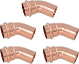 SharkBite 1 Inch Copper Press x 1 Inch FTG 45 Degree Street Elbow, Plumbing Fitting, Pack of 5, UPR07X5