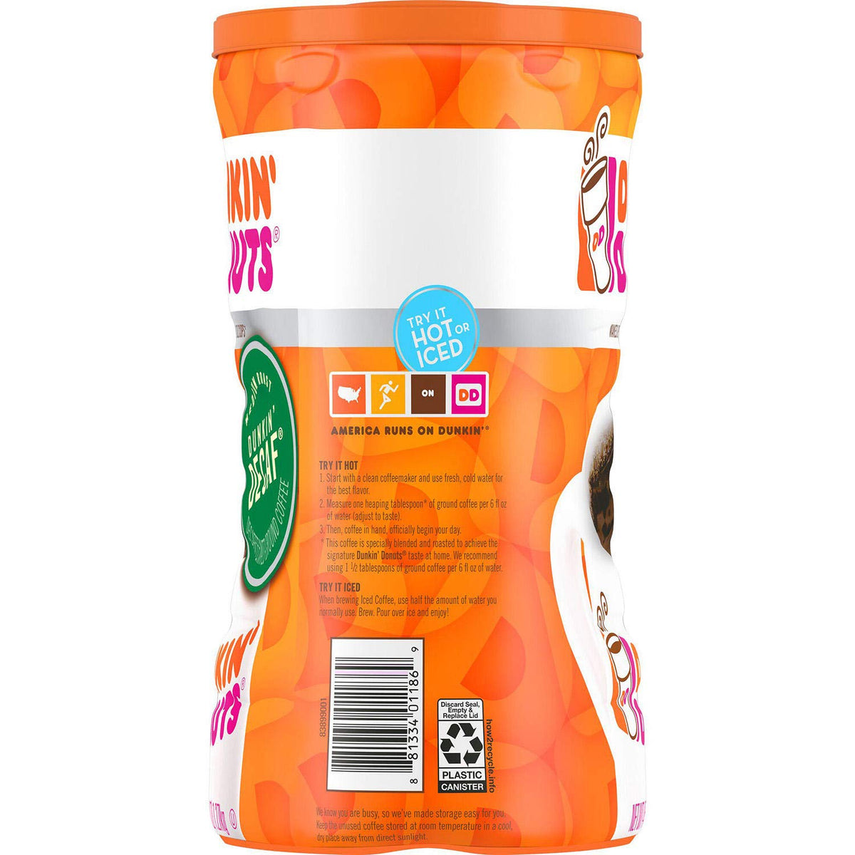 Donuts Decaffeinated Ground Coffee by Dunkin' – 45 Ounce (Pack of 1)