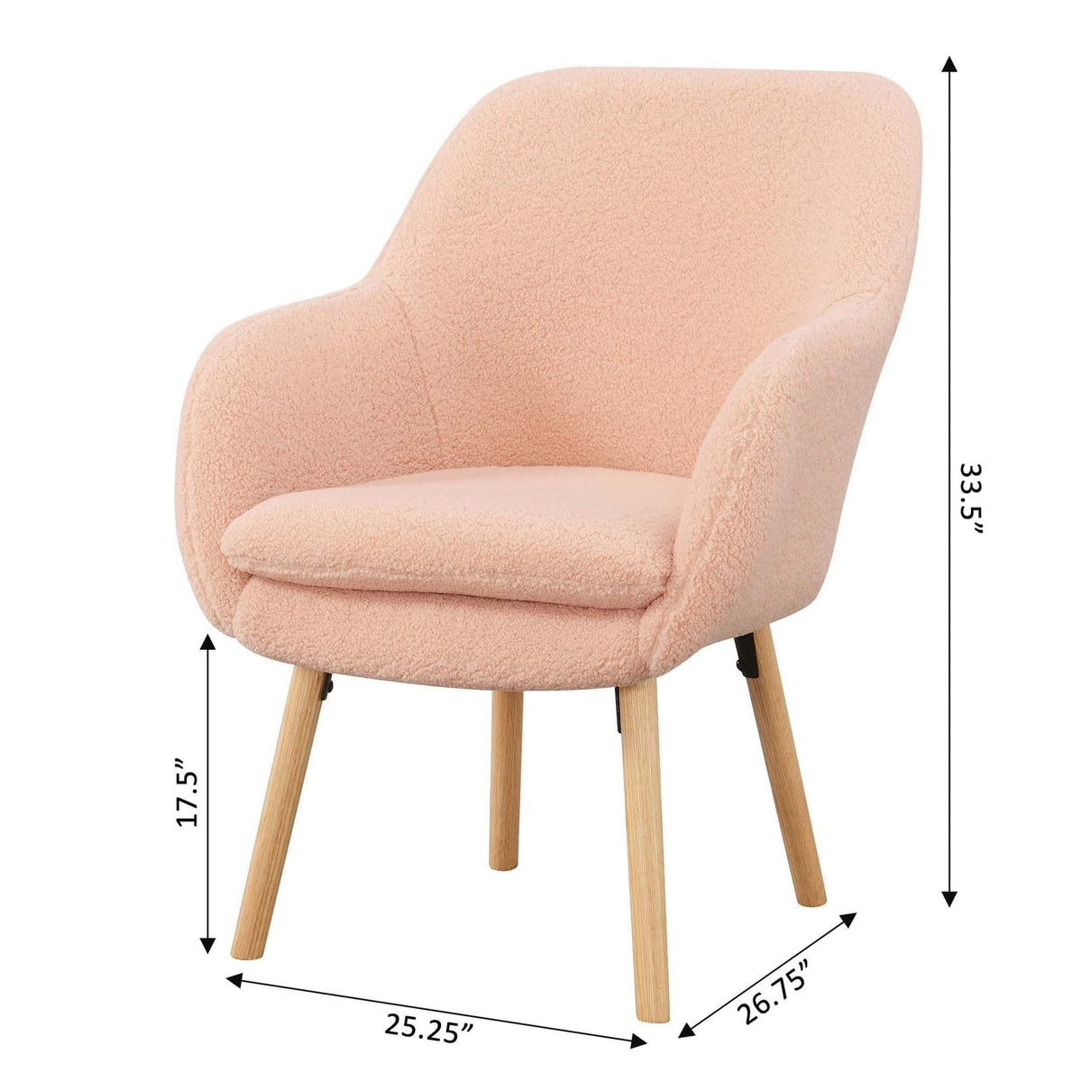 Convenience Concepts Sherpa Blush / Chair / (L) 25.25 in. x (W) 26.75 in. x (H) 33.5 in. Chairs