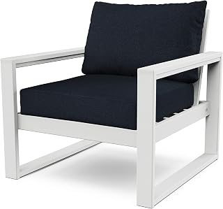 Polywood Edge Club Chair in White/Marine Indigo