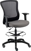 Global Industrial Mesh Back Task Stool, Padded Armrests, Gray
