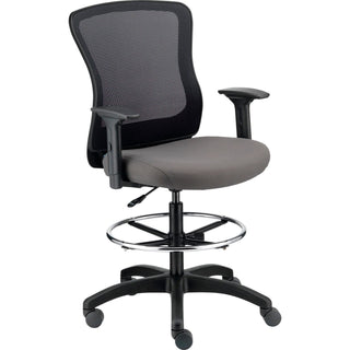 Mesh Back Task Stool by Global Industrial – Metal/Plastic, Fabric, Foam/Fabric, Grey, Model DR-625F-376GY