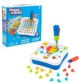 Educational Insights Design & Drill Rivet Pop Workshop - Fine Motor Toys for Toddlers 3-4, Creative Construction Toys, Pop Rivet Set with Real Tools for Kids, Toddler STEM Toy, Independent Learning