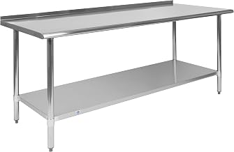 Flash Furniture Reader Stainless Steel 18 Gauge Prep and Work Table with 1.5" Backsplash and Undershelf - NSF Certified - 72"W x 30"D x 36"H