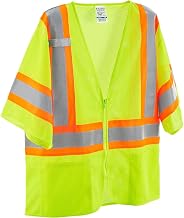 Global Industrial Class 3 Hi-Vis Mesh Safety Vest, 4 Pockets, Two-Tone, Lime, L/XL
