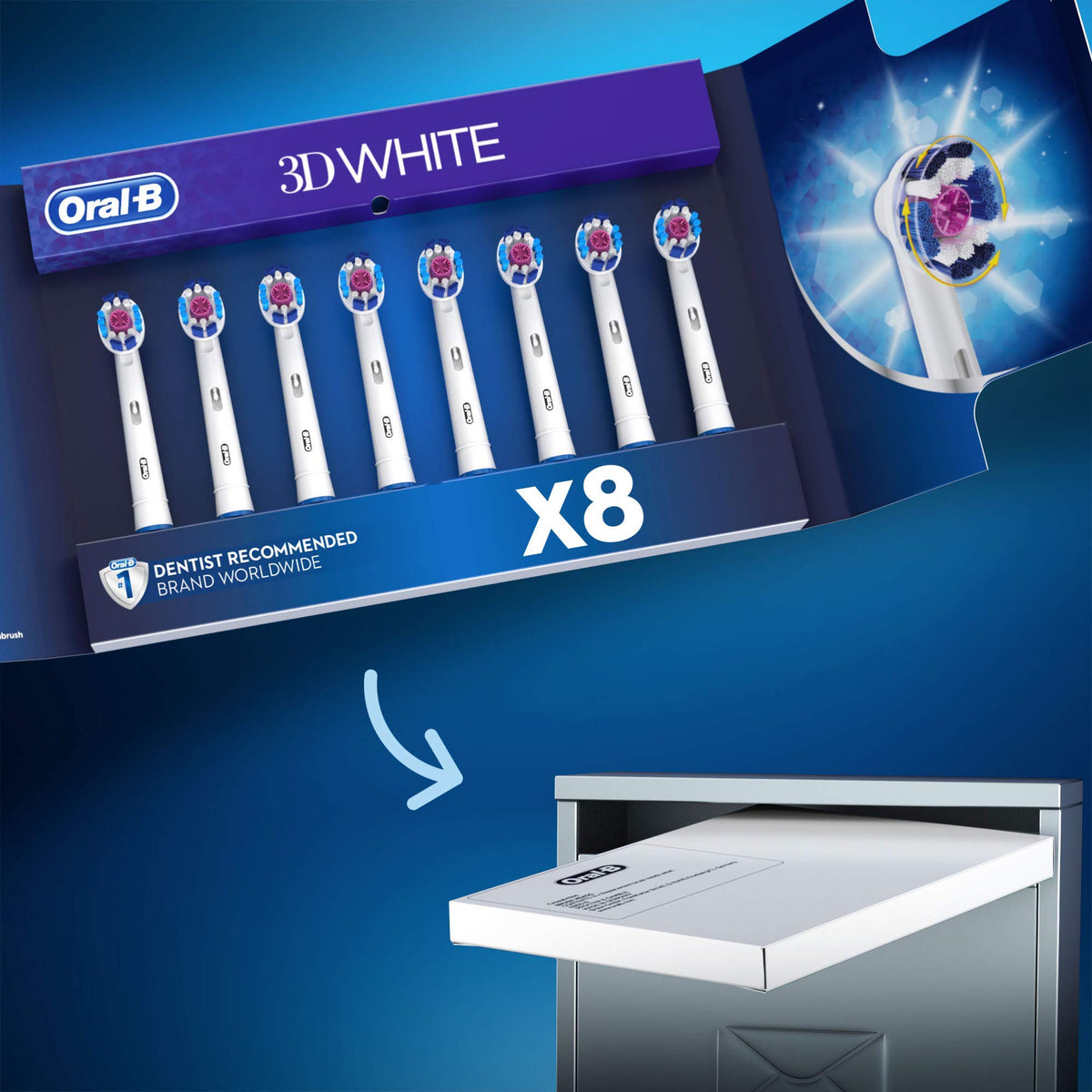 Oral-B 3D White Head Projection Screen – 8 unités, Plastic, White., Model 81702931