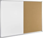 Global Industrial 72" W x 48" H Combination Board, Magnetic Dry Erase Board | Natural Cork Board, Aluminum Frame, Two 36"W x 48"H Sections, Wall Mountable