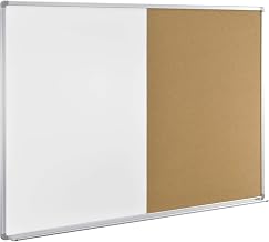 Global Industrial 72" W x 48" H Combination Board, Magnetic Dry Erase Board | Natural Cork Board, Aluminum Frame, Two 36"W x 48"H Sections, Wall Mountable