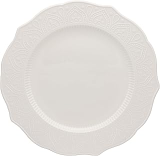 10 Strawberry Street Dahlia 10.5" White Dinner Plate, Set of 6