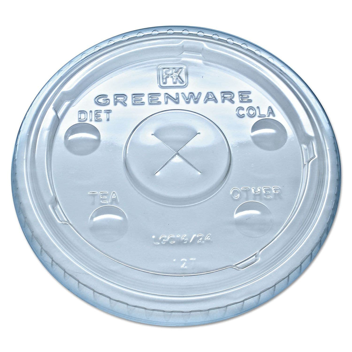 Fabri-Kal Greenware Cold Drink Lids – Fits 16 Oz, 18 Oz, 24 Oz Cups, X-Slot, Clear, 1,000/carton