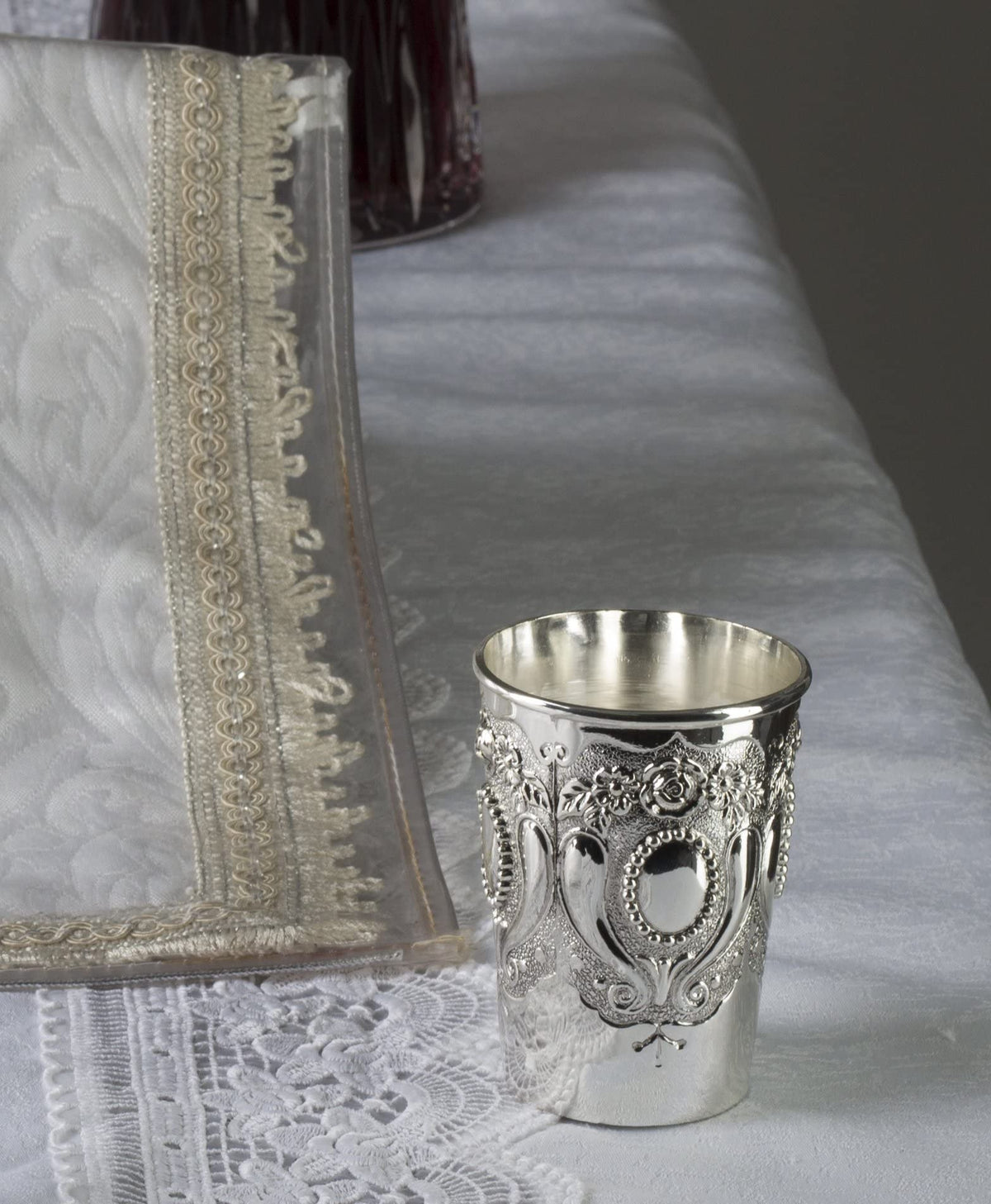 Ner Mitzvah Kiddush Cup, Nickel Plated Metal, 5.7 Ounces