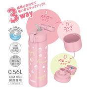 Vacuum Insulated 3-Way Bottle by THERMOS – 18.9 Ounces, 0.56 liters, Stainless Steel Polypropylene Silicone Polyester, Light Pink, Model FJW-550TR LP