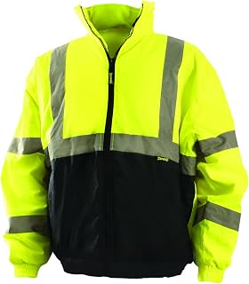 OccuNomix Hi-Vis Bomber Jacket, 2-in-1 Class 3, Zip-Out Liner, Yellow, L