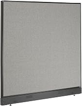 Global Industrial Office Partition Panel 60.25 Inch W x 46 Inch H with Pass-Thru Cable, Gray, Steel Connectors Compatible