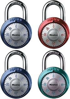 Master Lock 1561DAST Combination Dial Padlock, with Aluminum Cover, 1-7/8-inch Wide, 24-Pack, Color May Vary
