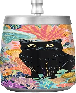 Mushroom Black Cat Splash Ashtray with Lid, Outdoor Ashtrays for Patio