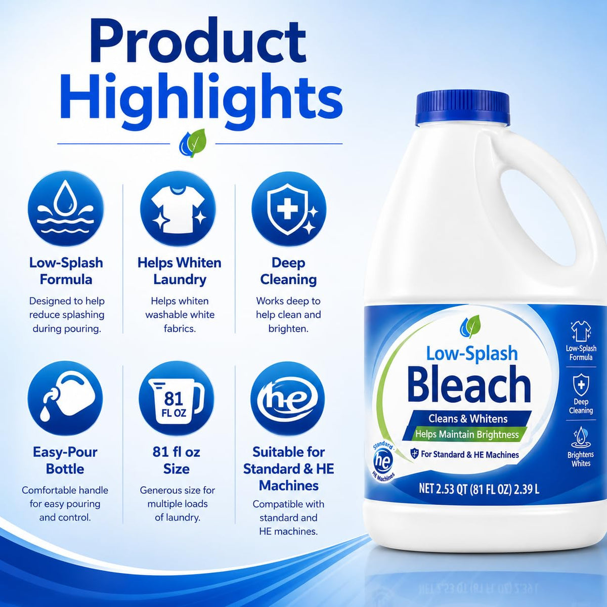 Low-Splash Bleach by Generic – 81 Fl Oz (Pack of 1)