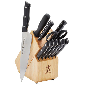 Dynamic Razor-Sharp 12-Piece Knife Block Set by HENCKELS – 12-pc, High quality German stainless steel, Natural, Pack of 12, Model 17572-112