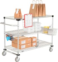 Nexelate Curbside Cart w/3 Shelves & Polyurethane Casters, 48" L x 24" W x 40" H
