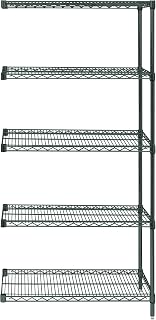 QUANTUM STORAGE SYSTEMS AD86-1824P-5 Wire Shelving Add-On Kit, 24" W x 18" D x 86" H, 600 lbs Capacity, Carbon Steel, Epoxy Coated, Green, NSF
