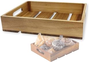 TableCraft CRATE12 1:2 Gastro Serving and Display Crate,12.75" x 10.375" x 2.75", Acacia Wood, Natural & Versatile Design, Ideal for Serving, Display, or Storage, Wipe Clean Only