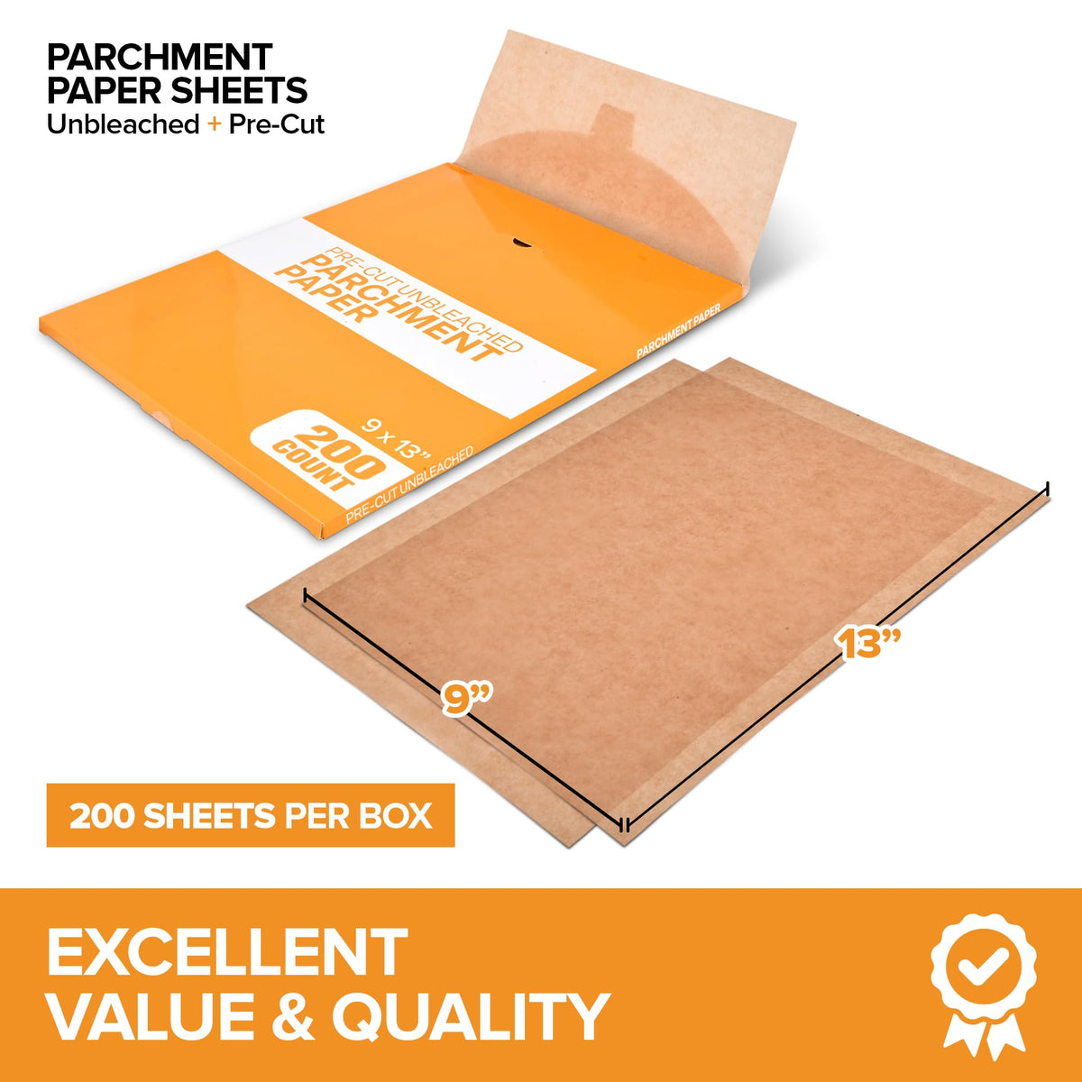 200 Ct Unbleached Parchment Paper Sheets by Stock Your Home – 9"x13", Paper, Pack of 200