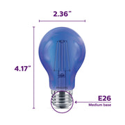 LED A19 Party Bulbs: Filament Glass by PHILIPS – 6 Count (Pack of 1), Glass, Blue, Model 538231