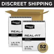 Real Fit Incontinence Underwear for Men by Depend – Large/X-Large, Polypropylene, Black, Pack of 2, Model 10036000465805