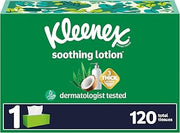 Kleenex Soothing Lotion Facial Tissues with Coconut Oil, Aloe & Vitamin E, 1 Flat Box, 120 Tissues per Box, 3-Ply (120 Total Tissues)