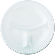 Dart 10CPWQR 10.25 in White Laminated Foam 3 Comp Plate (Case of 500)