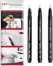 Tombow MONO Drawing Pen Fineliner - Water and Light Resistant - 0.05/0.1/0.2mm - Black Ink - Pack of 3 In Envelope Gift Packaging
