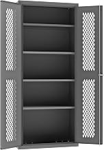Durham Heavy Duty Welded 14 Gauge Steel Ventilated Cabinet, EMDC-361884-95, 900 lbs Capacity, 18" Length x 36" Width x 84" Height, 4 Shelves