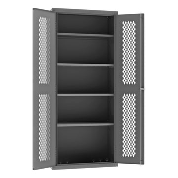 Heavy Duty Welded 14 Gauge Steel Ventilated Cabinet by Durham – 18 inches x 36 inches x 84 inches, Alloy Steel, Grey, Model EMDC-361884-95
