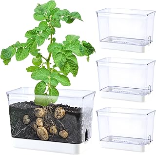 4pk Self-Watering Windowsill Planters, Clear Plastic w/Drainage Holes