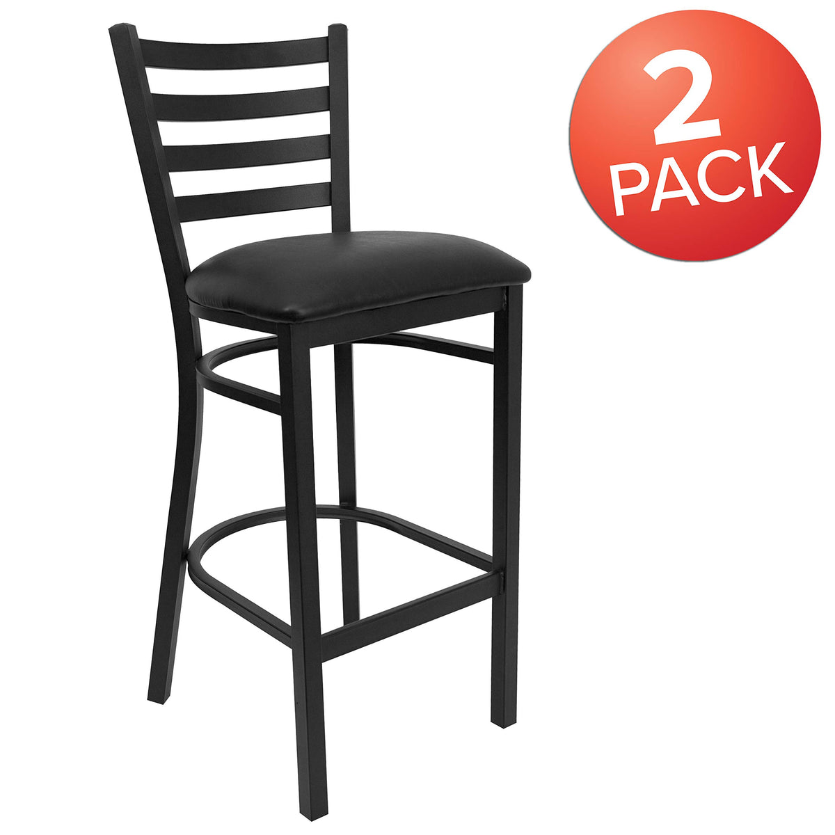 Flash Furniture Black Vinyl Seat/Black Metal Frame / Set of 2 / Traditional Barstools