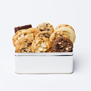 Christie Cookie Co. Christie Cookies Assorted Variety Pack, Greatest Hits, 11 Gourmet Cookies & Brownies, Silver Tin