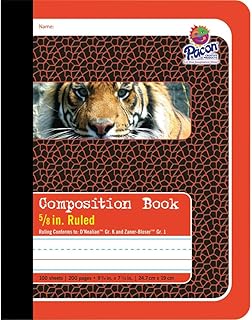Pacon Primary Composition Book, Book Bound, D'Nealian/Zaner-Bloser, 5/8" x 5/16" x 5/16" Ruled, 9-3/4" x 7-1/2", 100 Sheets