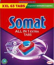 Tabs 63 AW All in 1 Extra 1.045 kg by Somat – 63 Count (Pack of 1), Model SOMAT Tabs 63 AW All in 1 Extra 1.045 kg