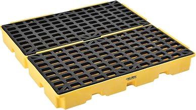 Global Industrial Low Profile Spill Containment Modular Platform, 4 Drum Capacity, 65 Gallon Liquid Capacity, 10000 Lbs Weight Capacity, 51.5"W x 52.5"D x 6.5"H, Yellow