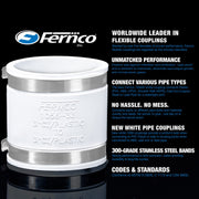 1056-075 3/4-in. Flexible PVC Condensate Pipe Coupling for Plastic and Copper Plumbing Connections in White by Fernco – 0.75", Polyvinyl Chloride, White, Model 1056-075W