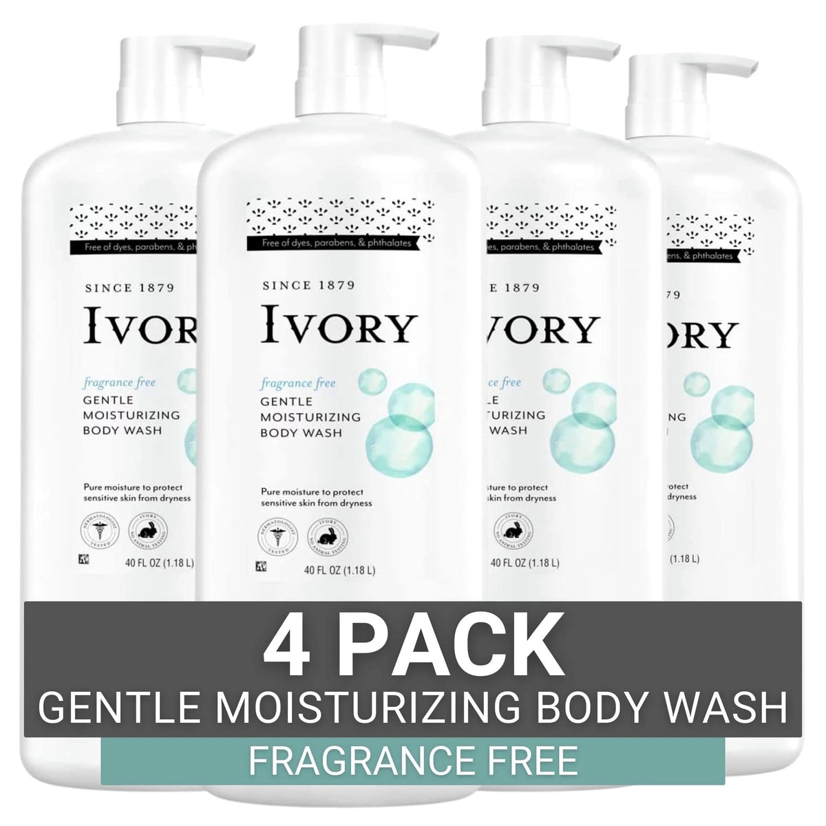 Ivory 40 Fl Oz (Pack of 1) / Ivory Gentle Moisturizing Body Wash, Fragrance-Free, 40 oz / Ivory Body Washes