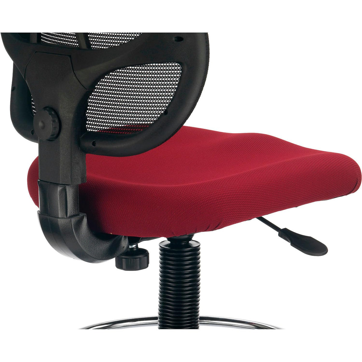 Armless Mesh Drafting Stool by Global Industrial – 2 ft 1 in W x 2 ft 1 in D x 3 ft 3 in H, Mesh, Red, Model A2813TMIX-RD