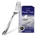 125 Disposable Heavy Duty Plastic Forks by Stock Your Home – 125 Count (Pack of 1), Plastic, Silver, Model SS-BD