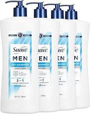 Suave Men 2 in 1 Anti-Dandruff Shampoo & Conditioner, Classic Clean, 1% Pyrithione Zinc, Clinically Proven Relief for Itchy, Dry Scalp & 72HR Flake Control, 4 Count, 112 FL OZ