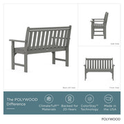 Vineyard 48" Bench by Polywood – 48", Synthetic Wood, Slate Grey, Model GNB48GY