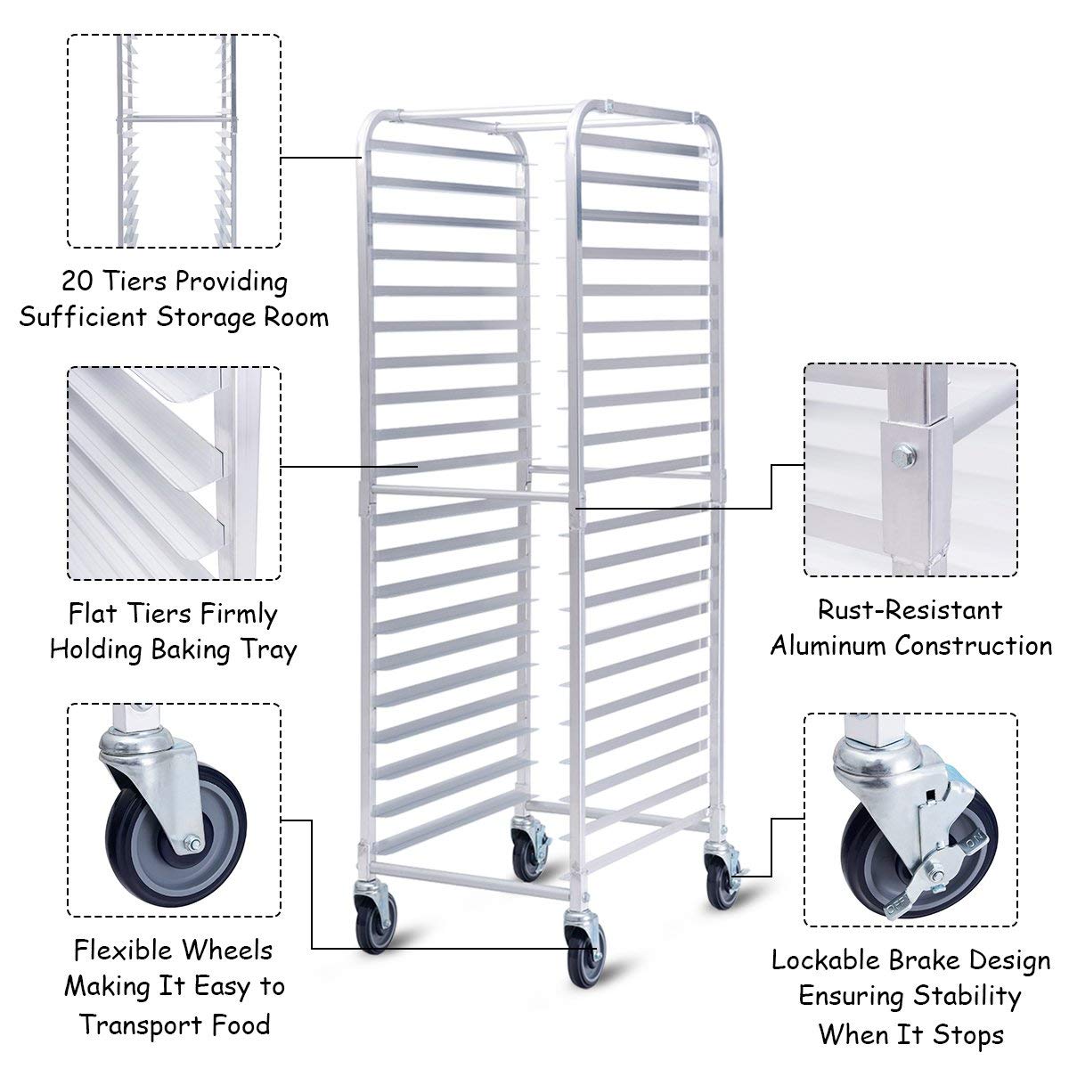 ReunionG 20 Tiers / Silver / 400.0 pounds Bakery Racks